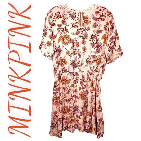 NWT MINKPINK Lola Floral Multi V-Neck Boho Mini Dress, Size Large - Picture 11 of 14